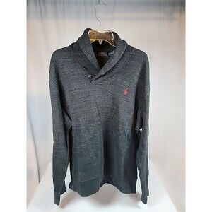Polo Ralph Lauren Sweater Mens XL Dark Gray Cotton Long Sleeve Knit Pullover